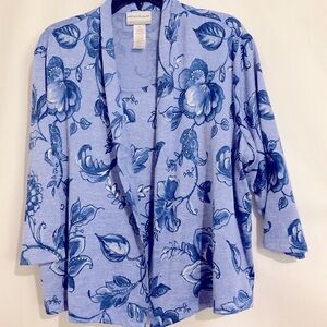 Alfred Dunner Jacket & Top 2 Fer Blue Floral PXL Top & Sweater